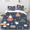 Комплект пододеяльников с цифровой печатью в рождественском стиле - полиэстер - декор спальни - 1 покрывало + 2 наволочки (нет подушки)