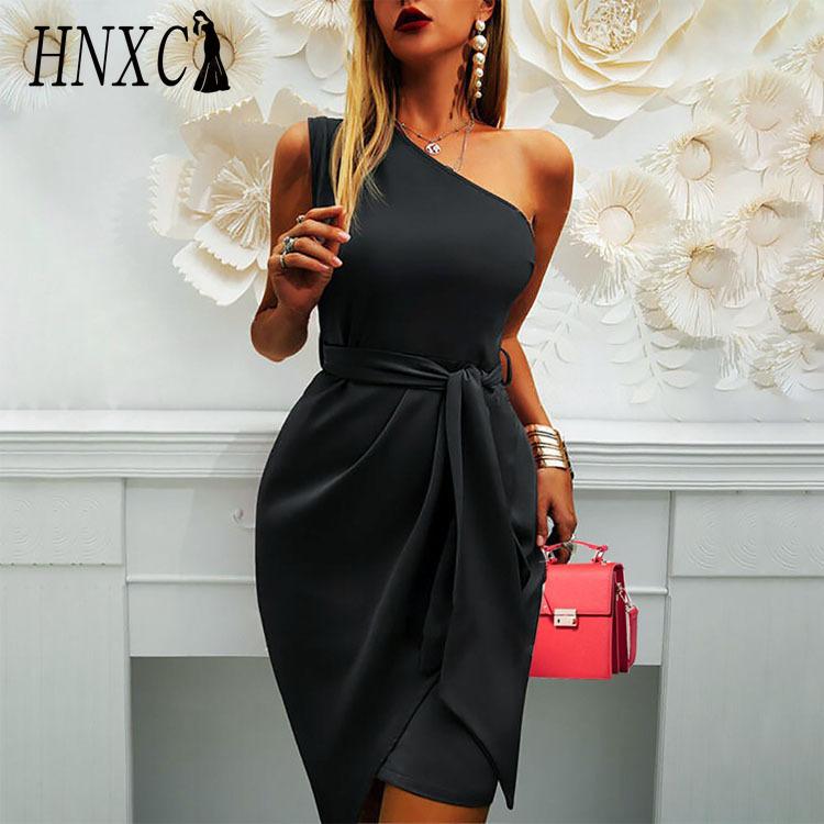 HNXC Женская мода лето весна однотонный принт без рукавов с высокой талией повседневные платья