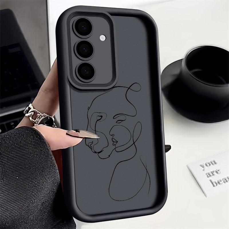 Чехол для телефона Samsung S26 S25 S24 S23 S21 S20 Ultra Животное Женщина Лицо Девушки Линия Funda Для Galaxy S25 S24 FE S26 Plus Мягкая Крышка
