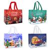 4Pcs Christmas Gift Bag with Handle Xmas Non-Woven Tote Bag Santa Snowman Candy Treat Bag Navidad 2025 New Year Party Decoration