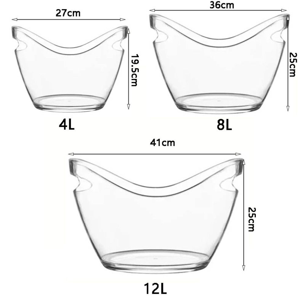 Anti-fall Transparent Ice Bucket 4/8/12L Champagne Bottles Ice Cooler Wine Chilling Bucket Gift