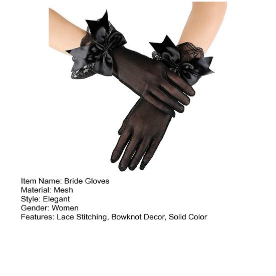 1 пара перчаток для свадебного платья, декор с бантом, сетчатые кружевные манжеты, перчатки для выступлений, аксессуары для свадебной вечеринки