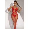 Women's Red Fantasy Private Zone Open Fishnet Body Stockings