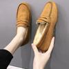 Women Winter Flats Slip-On Warm Plush Non-Slip Plus Size Female Loafers Solid Flock Concise Outdoor Women's Shoe Ladies Footwear