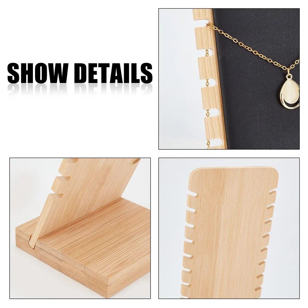 Держатель для ожерелий с 12 отверстиями, стойка из цельного дерева, бамбука и дерева, стойка для демонстрации ожерелий, стойка для организации ожерелий с длинной цепочкой