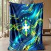 Brazil Football Printed Flannel Blanket Skin Friendly Warm Decorative Throw for Indoor Couch Bed Daily Use