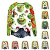 Women's Fashion Casual Long Sleeve Christmas Print Raglan Round Neck Sweatshirt Top