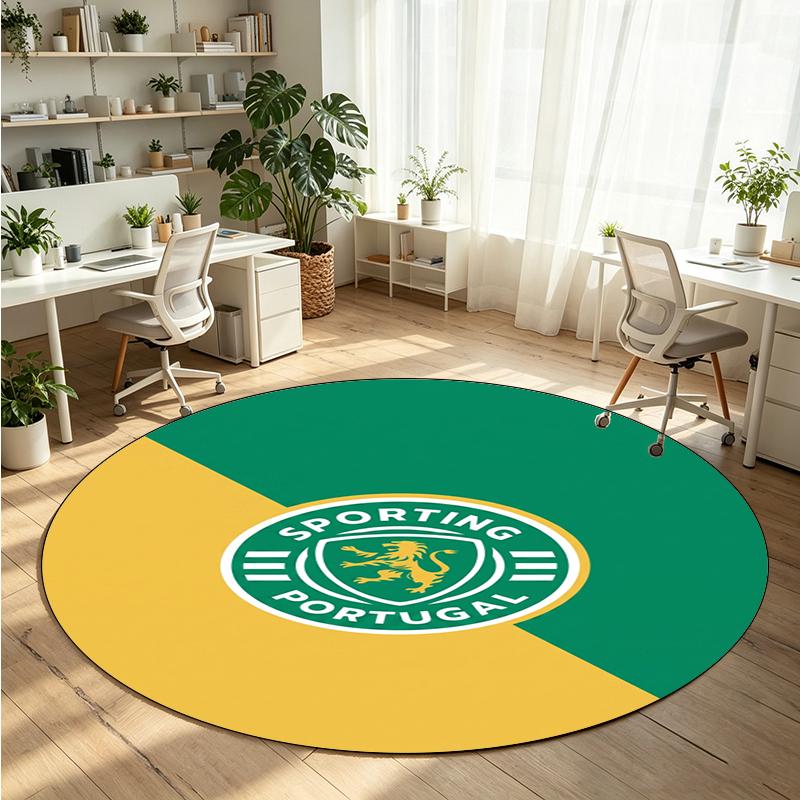 Sporting CP FC Printed Round Crystal Velvet Rug Soft Non Slip Floor Carpet For Bedroom Holiday Gift