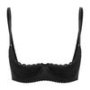Women Plus Size Lace Trim Underwire 1/4 Cup Open Front Bra Top Push Up Shelf Balconette Brassiere Corset Underwear
