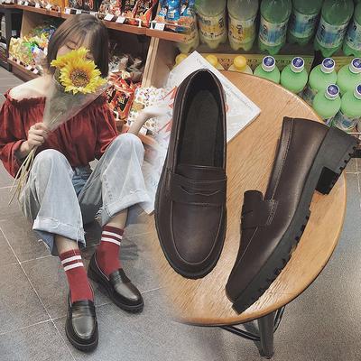 Женская обувь в британском стиле, черные маленькие кожаные туфли, осенний тренд для девушек, корейская версия в стиле колледжа, Харадзюку, мягкая девушка, круглый носок, одинарные