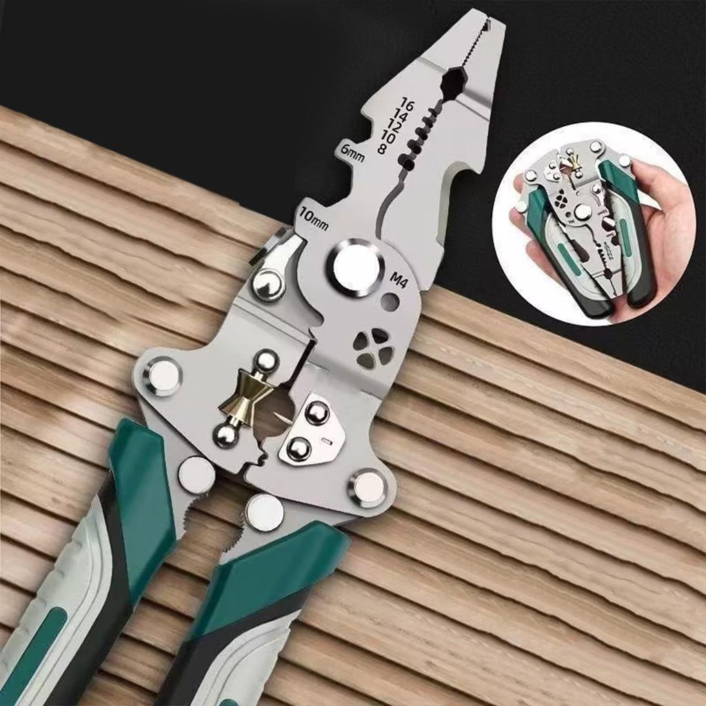 Multifunctional Folding Wire Stripper Pliers with Pulley Design Cable Cutter Crimping Tool for Multiple Hand Tool Use