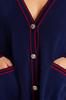 Women's Fashion New Plus Big Size Cardigan Navy Blue-Red Stripe Detailed Knitwear Cardigan