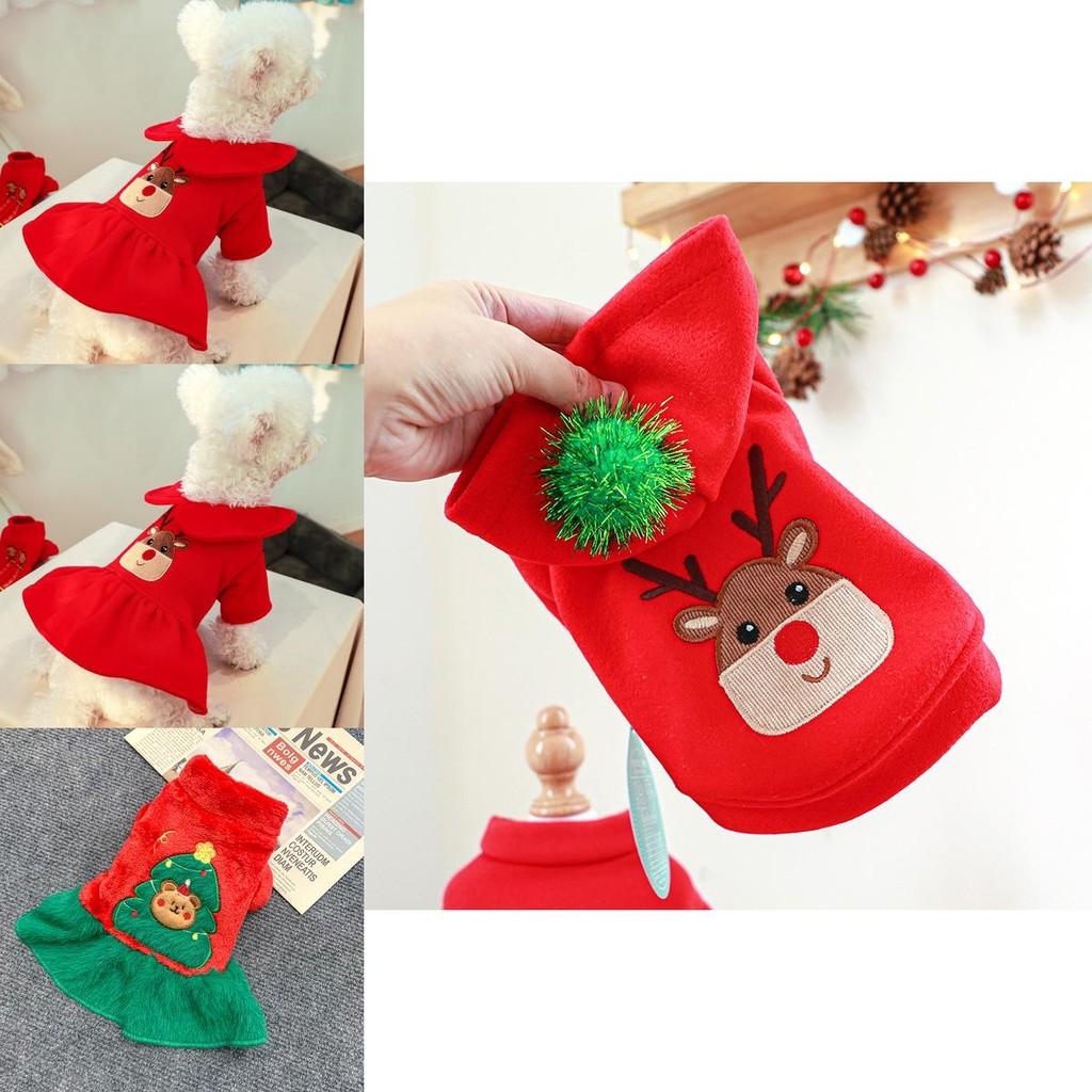 Очаровательное красное рождественское платье для собаки с праздничным дизайном в виде свитера с оленями для домашних животных