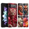 Жесткий ПК чехол для телефона Samsung Galaxy Z Flip 7 6 5 4 Черная крышка для Galaxy Z Flip 3 Складной Ударопрочный Мультяшный Дракон Fundas
