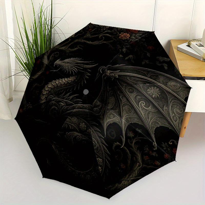 Dragon's Flight: Mystical Circular Art PrintUmbrella, Portable 3-Fold Compact Umbrella,Christmas Gift ES569