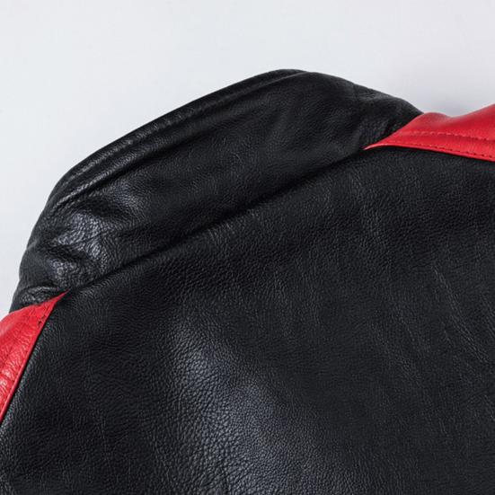 Men Coat Contrast Colors Stand Collar Motor Slim Vintage Classic Faux Leather Jacket for Biker