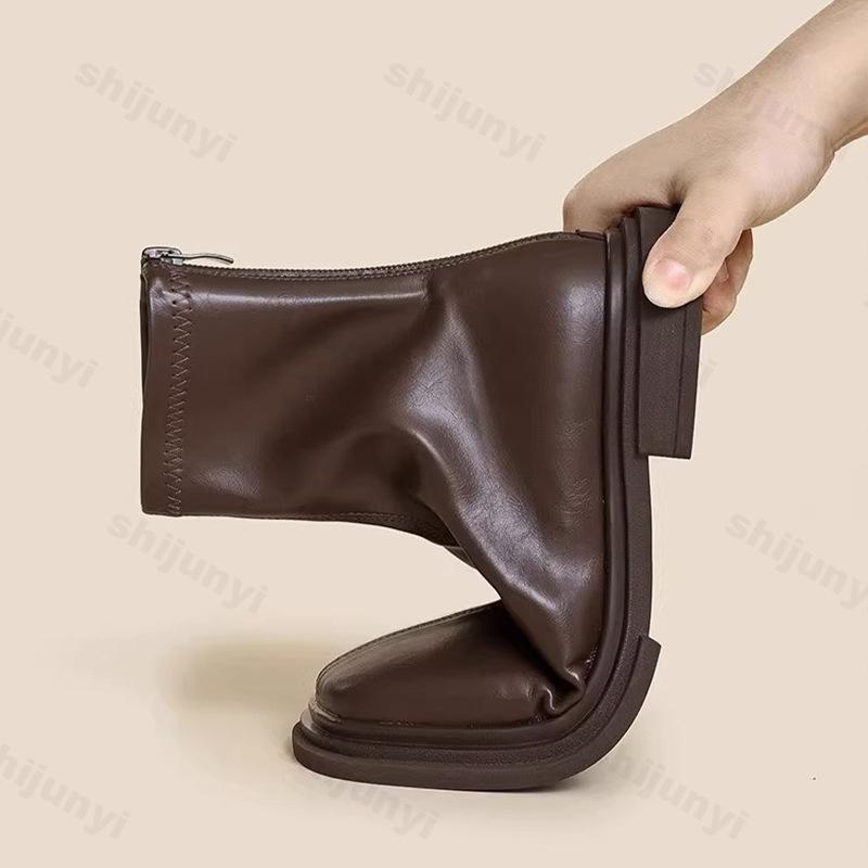 Модные женские осенние ботильоны, водонепроницаемая обувь на платформе, женский тренд 2025, обувь из мягкой кожи, ботинки на толстом каблуке в британском стиле