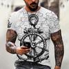 Summer Sailor T-shirt, Anchor Men's 3D Neckline Short-sleeved T-shirt