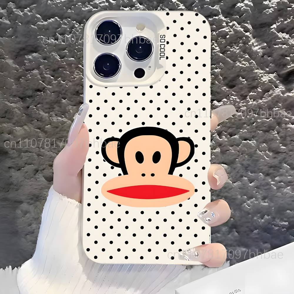 Чехол для телефона P-Paul Big Mouth Monkey Frank White Матовый, Защита от отпечатков пальцев Для iPhone 17,16,15,14,13,12,X,Pro,Max,Plus,SE4,Air,Mini
