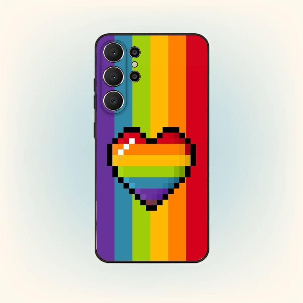 Love Is Love LGBT Rainbow Phone Case For Samsung S26,S25,24,23,22,30,21,10,9,Ultra,Plus,Lite,FE Soft Black Case