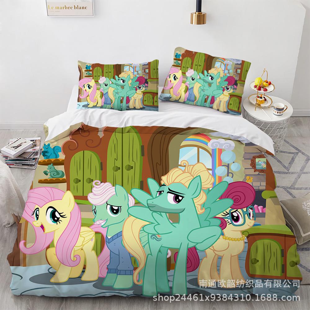 Постельные наборы My Little Pony Одеяло Стеганое покрывало Покрывало Пододеяльник Наволочка Наборы из 2-3 предметов Детский Взрослый размер Домашний декор