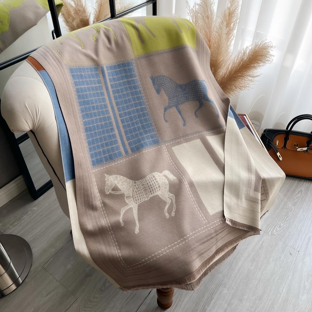 Elegant Ladies' Pashmina Autumn & Winter Thick Warmth Double Sided Tassel The Horse Shawl Coldproof Windproof Blanket Scarf