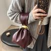 Solid color PU Leather Clutch Bag Side Zipper Pleated Bucket Bag Retro Party Evening Bag  Daily