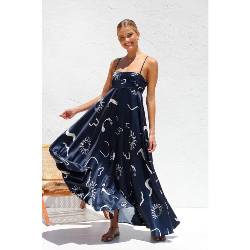 YYFS Женская мода лето весна без рукавов подтяжки свободная талия повседневные платья