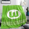 1PC Custom Name Vfl Wolfsburg Patterned Flannel Blanket Suitable For All Seasons for Home Decor Warmth and Comfort Gifts Holiday Present