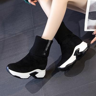 Ботинки Мартина женские осенне-зимние новые на толстой подошве с внутренней платформой, женская обувь универсальные повседневные эластичные ботинки-носки