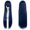 80cm Long Synthetic White Purple Cosplay Wigs Green Hair Straight Silver Wig Pink Hairpiece Lolita Wig with Bangs
