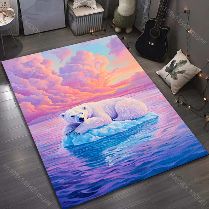 Multiple sizes Polar Bear Artistic Pattern Carpet for Living Room Bedroom Sofa Home Decor Non-slip Floor Mat Luxury Gift