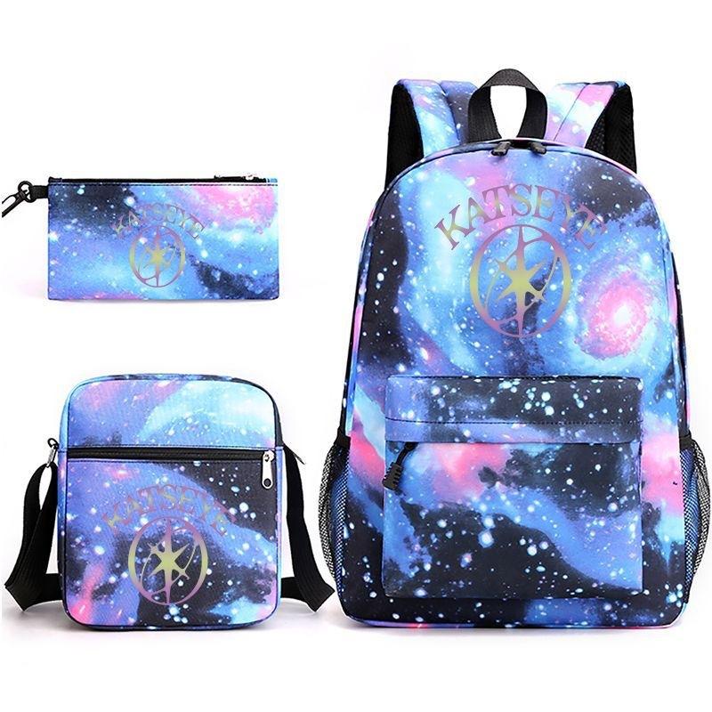 Katseye K-Pop Print Backpack Shoulder Bag Pencil Case 3-Piece Set Multi-functional School Travel Set