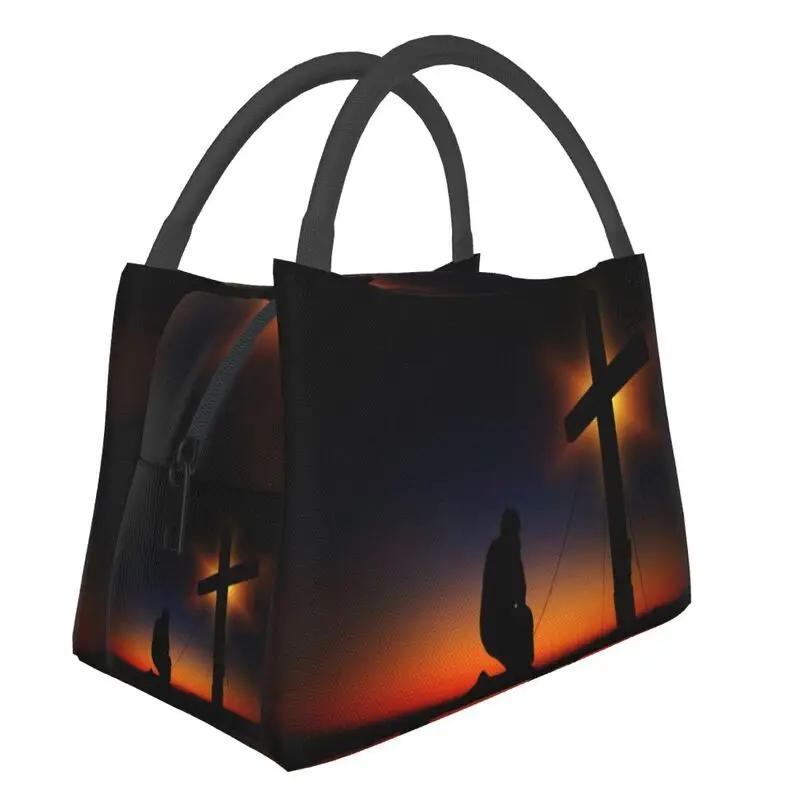 Иисус Мой Царь Термоизолированные Сумки для Обед Женщины Мой Царь Вера Бог Многоразовая Сумка-Тоут для Обед Ланчбокс для Еды