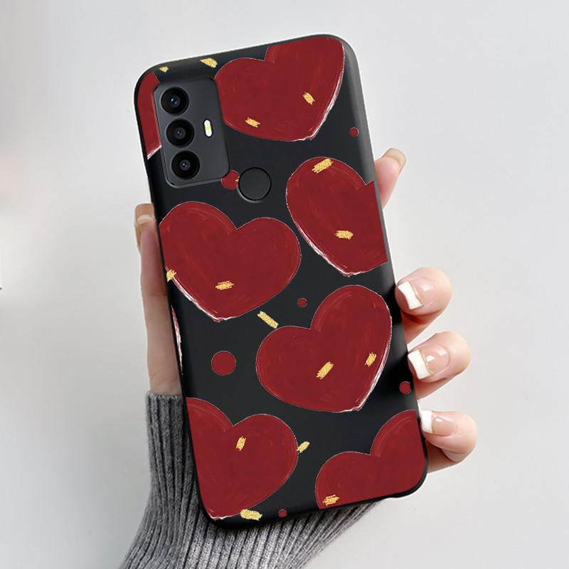 Cute Case For TCL 30 SE Protective Cover For TCL 30E Funda For TCL 306 305 Printing Shell Soft Silicone Cartoon Black Casing