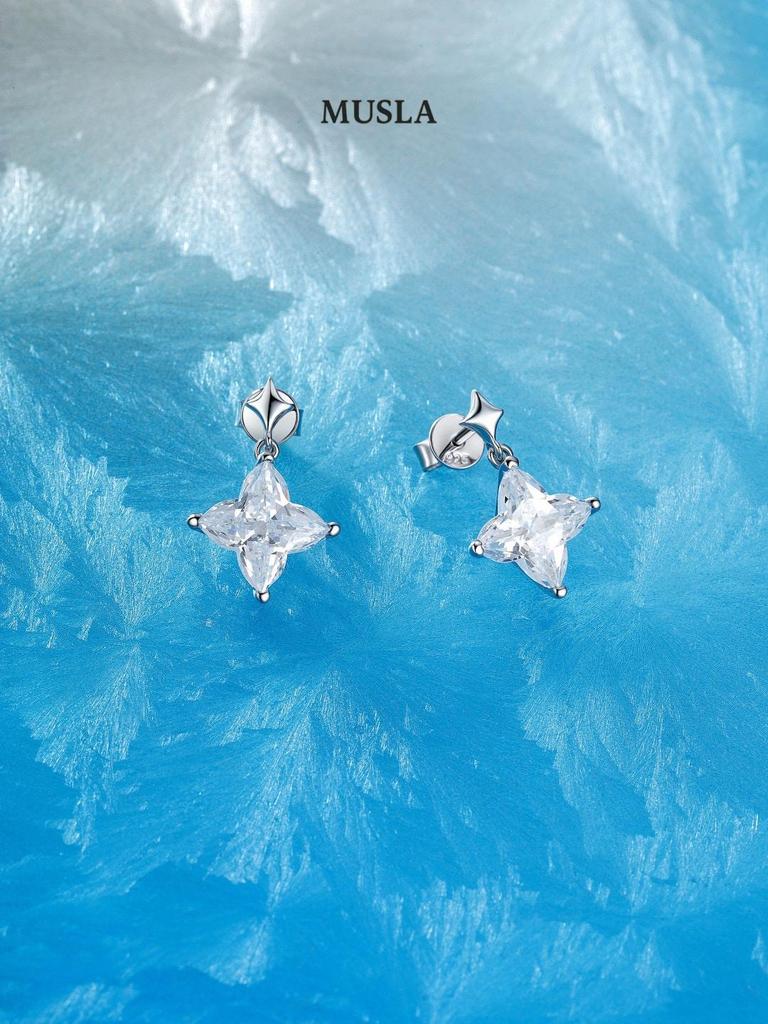 Musla Design Jewelry For Women Water Drop Hoop Earrings 925 Sterling Silver Earrings Zircon Fashion Stud Earrings