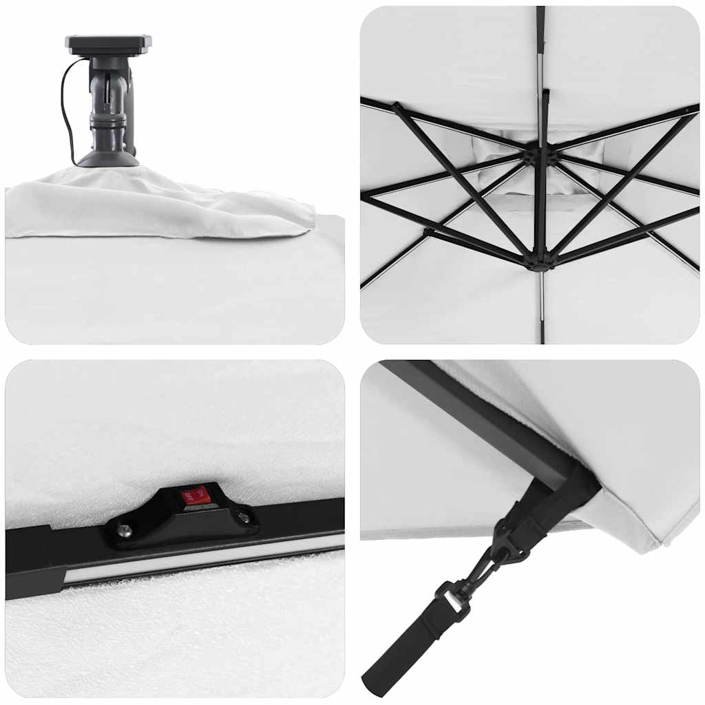 Cantilever Banana Sun Umbrella Sand 249 x 249 x 250 cm Polyester and Aluminum