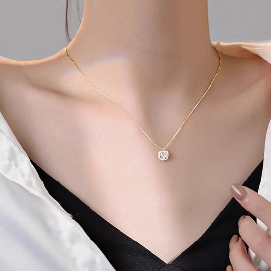 Женское квадратное ожерелье с подвеской из циркония, имитация бриллиантовой ключичной цепочки на День матери, годовщину, день рождения, ювелирный подарок