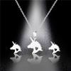LWN Stainless Steel Unicorn Necklace Earrings Set Women's European and American Fashion Pony Clavicle Chain
