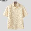 Summer Men Short Sleeves Floral Texture Casual Holiday Shirts