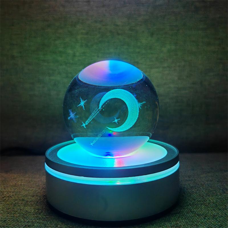 Хрустальный шар, ночные огни, светящаяся планета, галактика, астронавт, 3D RGB, лунная настольная лампа, атмосферная лампа, настольные украшения, подарки для детей