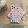 Голографический чехол для телефона с клубникой для iPhone 17 16 15 Pro Max Милый блестящий прозрачный защитный чехол с ремешком на запястье