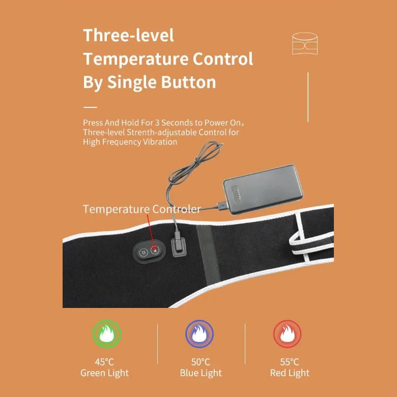 Electric Heated Waist Massager Hot Belt Pad Back Anti Pain Relief USB Vibration Lumbar Band Heating Protector Support Therapy