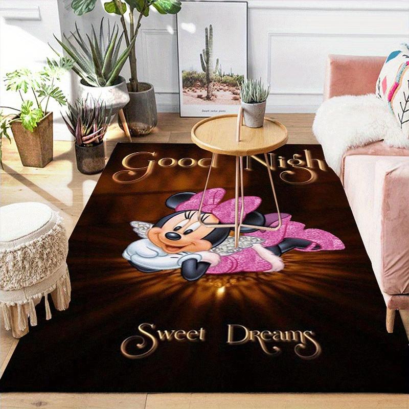 1pc Minnie Pattern Area Rug Soft Flannel Floor Mat for Living Room,Office,Bedroom and Carpet,Sofa Coffee Table Floor Mat