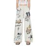 Women's Retro Wide-Leg Dog Print Sweatpants