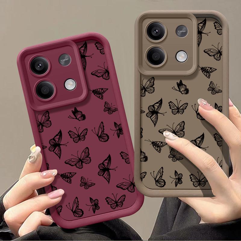 Модный черный чехол с узором бабочки для Xiaomi 13T 11T Pro Poco F6 X6 Redmi Note 13 12 11 Pro 10, матовый противоударный мягкий силиконовый чехол для телефона