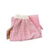 2025 Summer Women's Blue & White Check Fake Two-Piece Wide-Leg Casual Pants