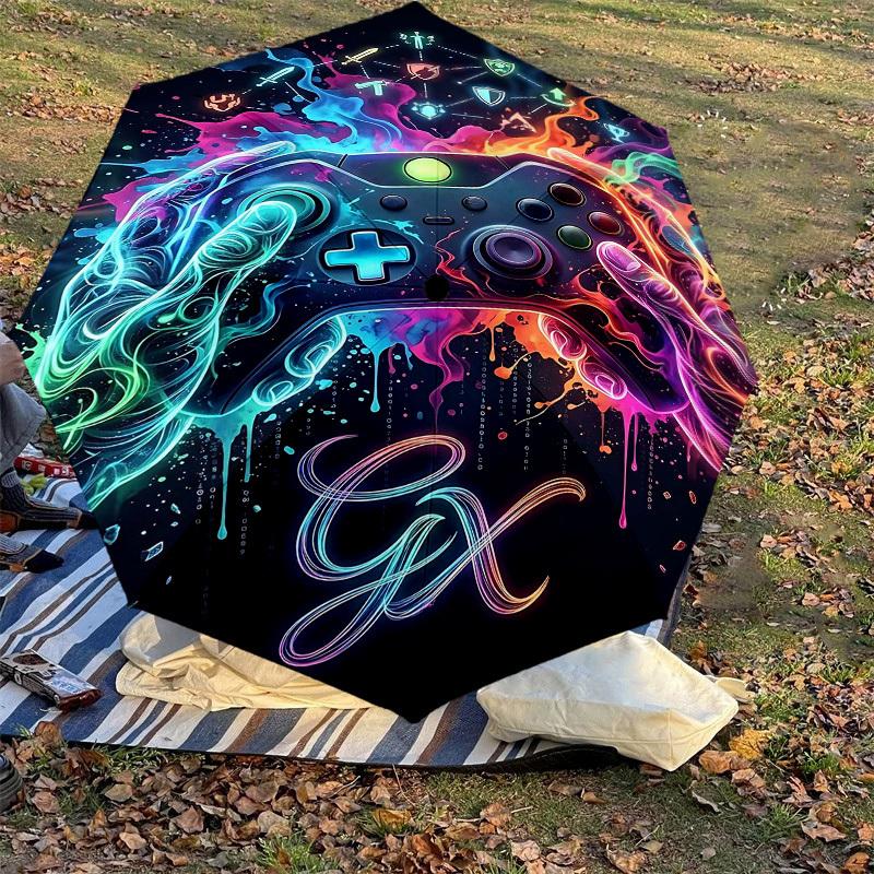 1PC Gamepad Gaming Umbrella-8-Rib Reinforced Portable Folding Travel Suitable for All Seasons Outdoor Daily Use -J0385