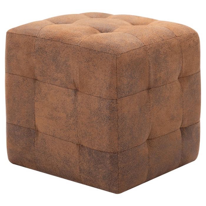 Tables de chevet - Maison Exclusive - 2 pcs - Similicuir daim - 30x30x30 cm - Marron