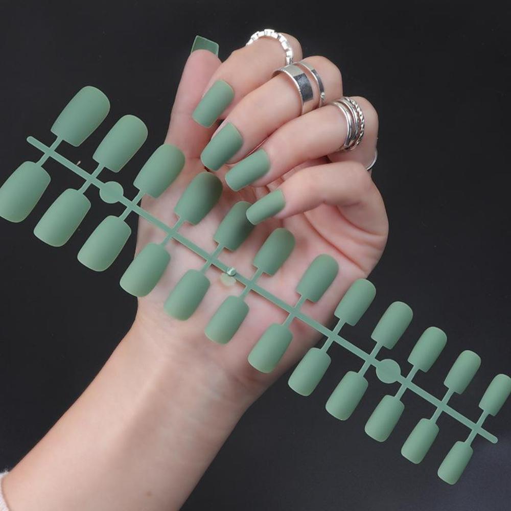 24 шт./компл. DIY быстрые ногти с длинной квадратной головкой, матовые накладные ногти, разноцветные полоски, готовый маникюр, маникюр